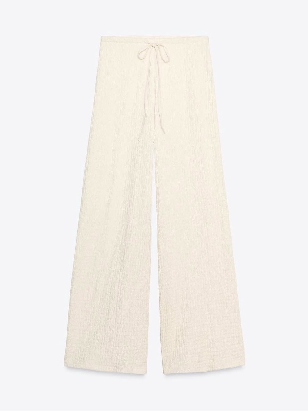 ZARA 2 Piece Set. Textured Cream Wide-Leg Pull-on Pants & Matching Vest - Picture 8 of 16
